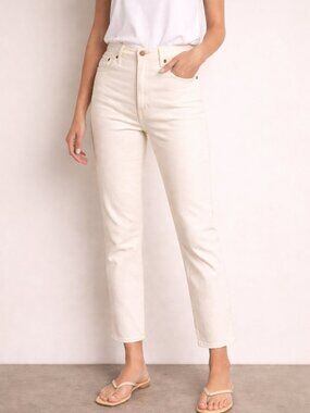 RE/DONE 90s High Rise Ankle Crop Jeans Vintage White Size 28